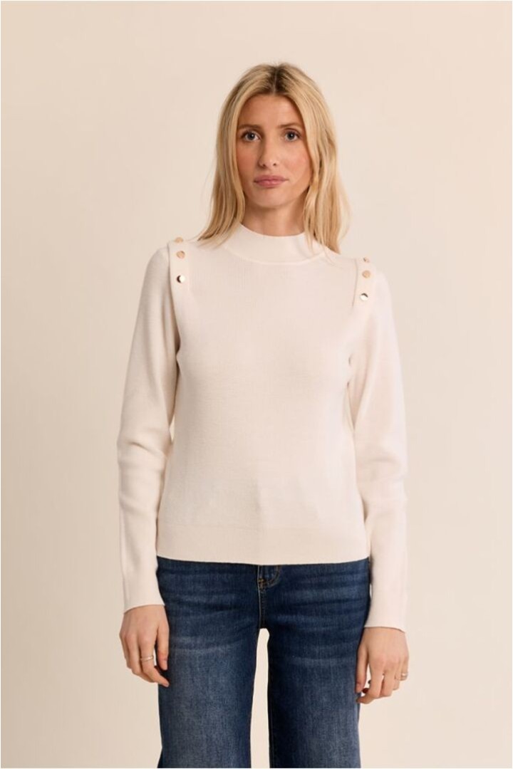Thin Sweater With High Collar Off White