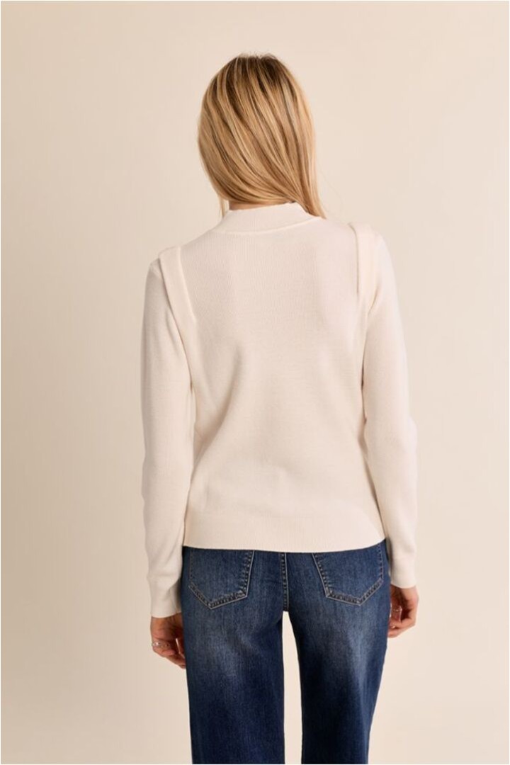 Thin Sweater With High Collar Off White