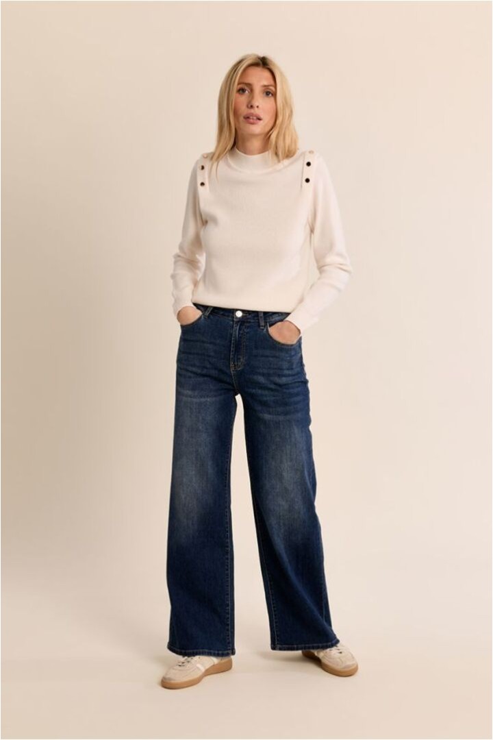 Thin Sweater With High Collar Off White