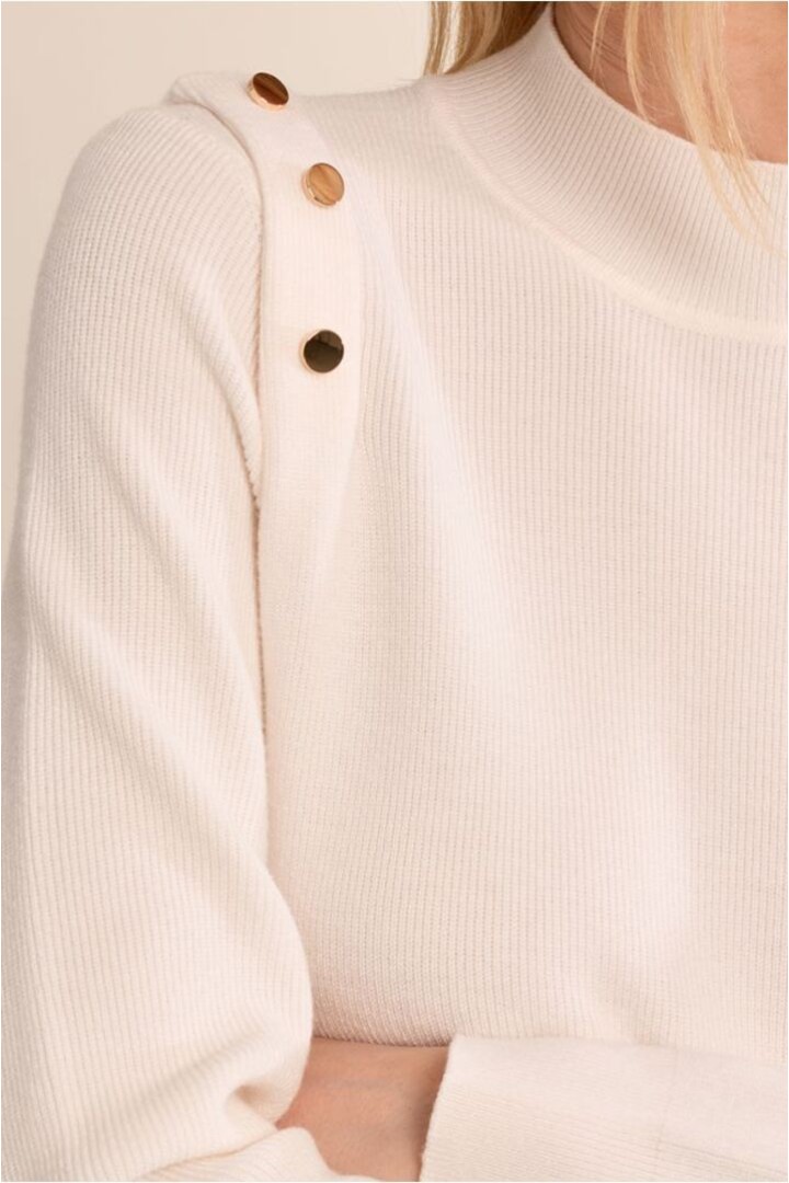 Thin Sweater With High Collar Off White