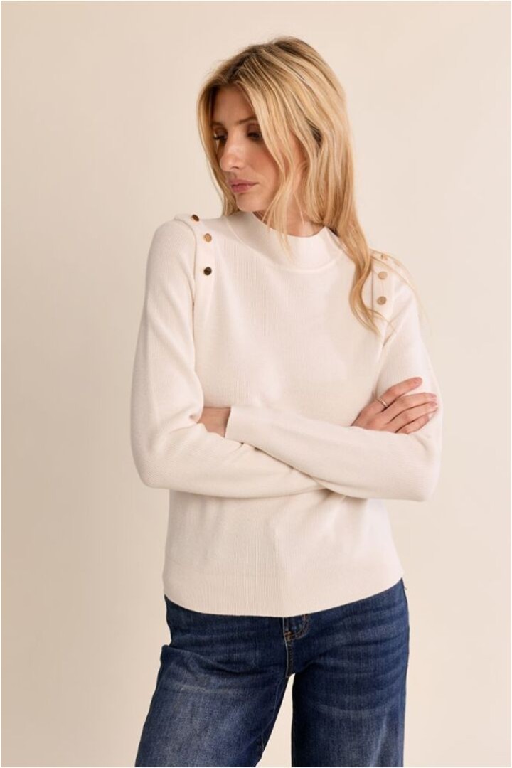 Thin Sweater With High Collar Off White