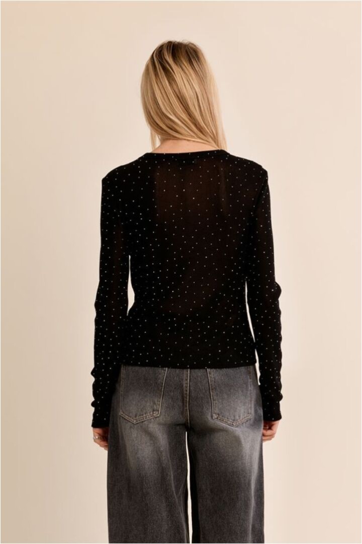Semi-Sheer Polka Dot Top Black