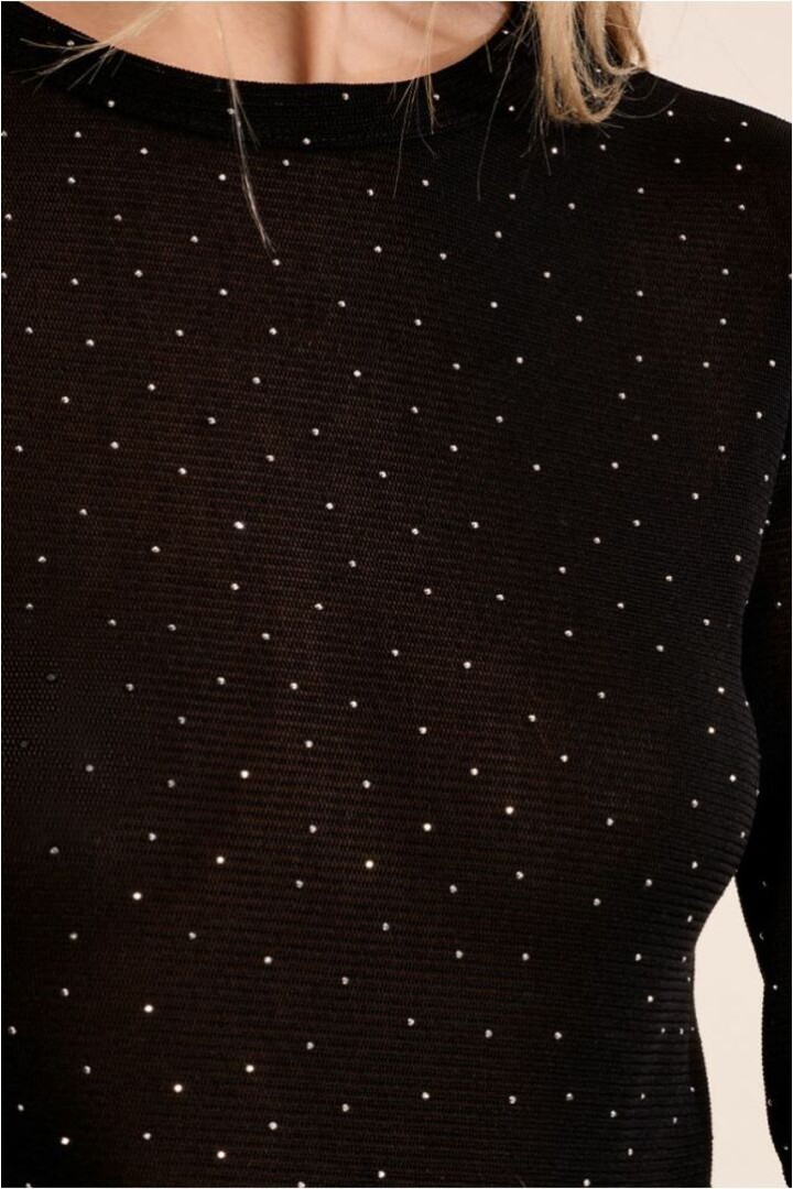 Semi-Sheer Polka Dot Top Black