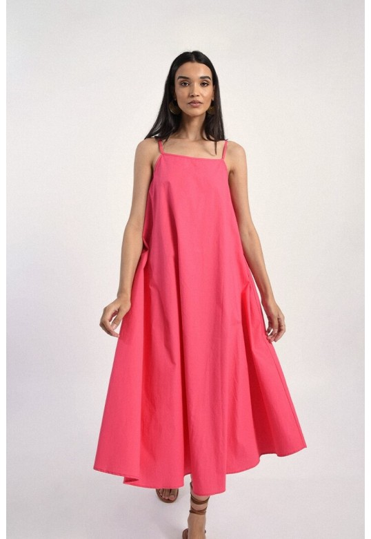FLARE DRESS WITH BACK KNOT WATERMELON