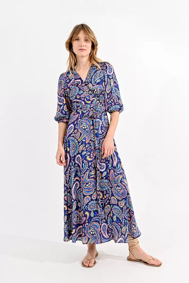 MAXI DRESS, PAISLEY PATTERN NAVY SACHA