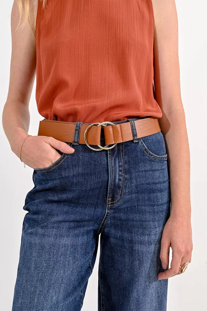 DOUBLE RING BUCKLE BELT CAMEL