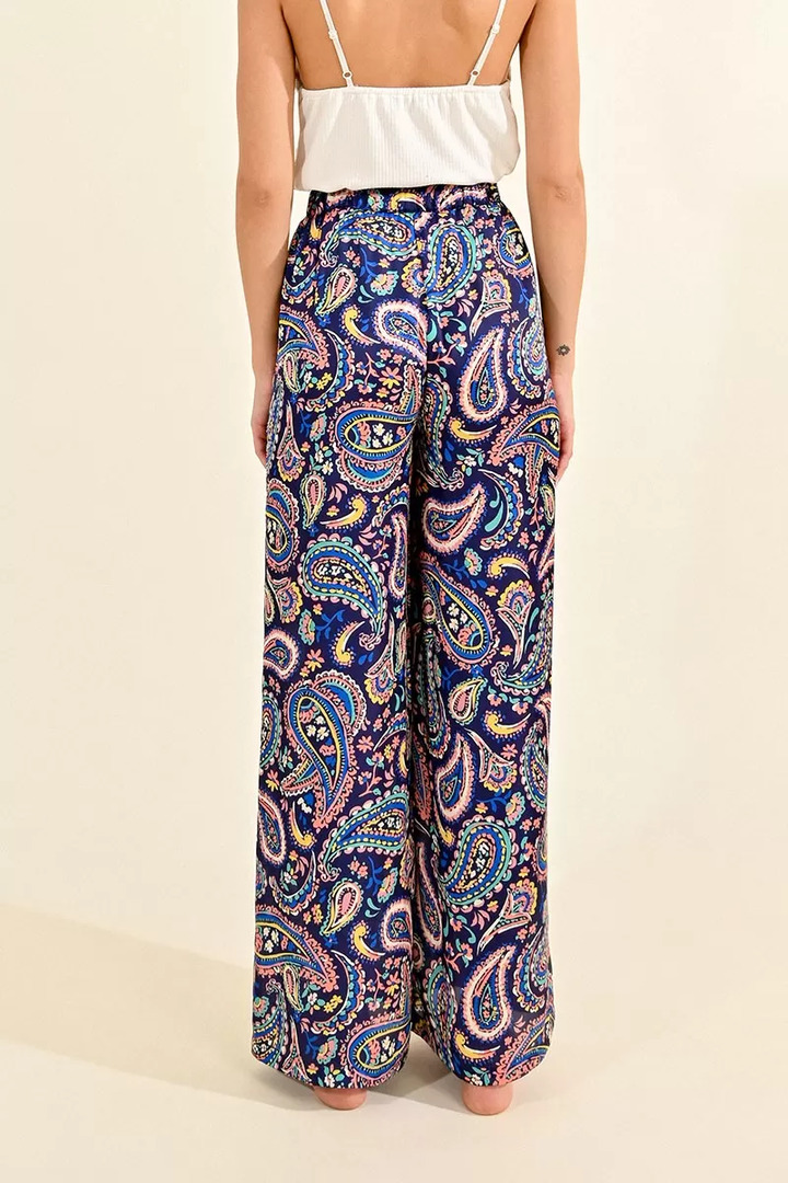 WIDE-LEG PAISLEY PANTS NAVY SACHA