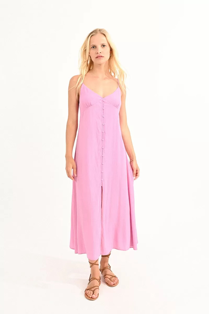 FLARED DRESS, BACK WITH BRAID PINK