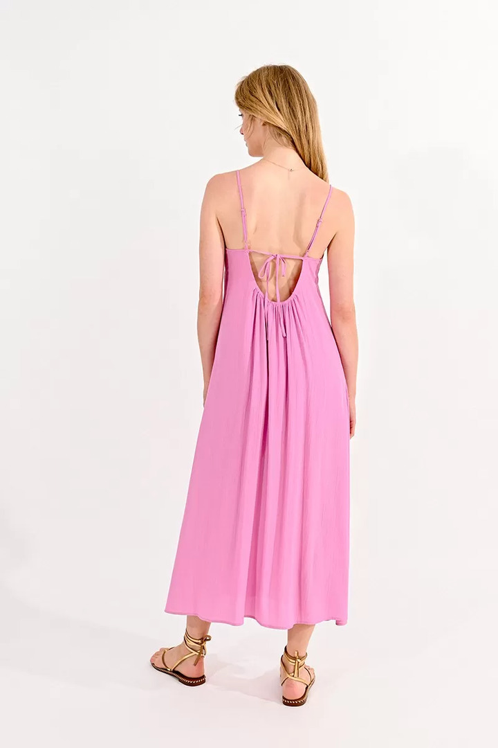 FLARED DRESS, BACK WITH BRAID PINK