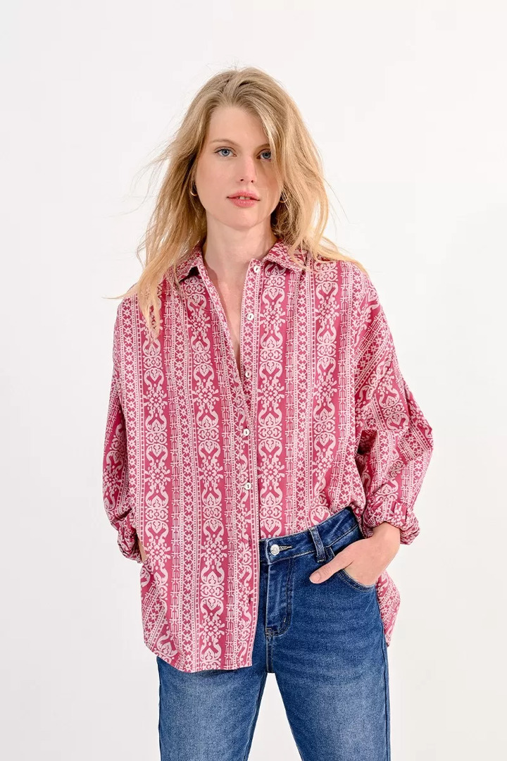 OVERSIZE BATIK SHIRT PINK PRIYA