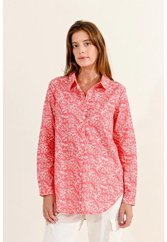 LONG PRINTED SHIRT PINK INDRA