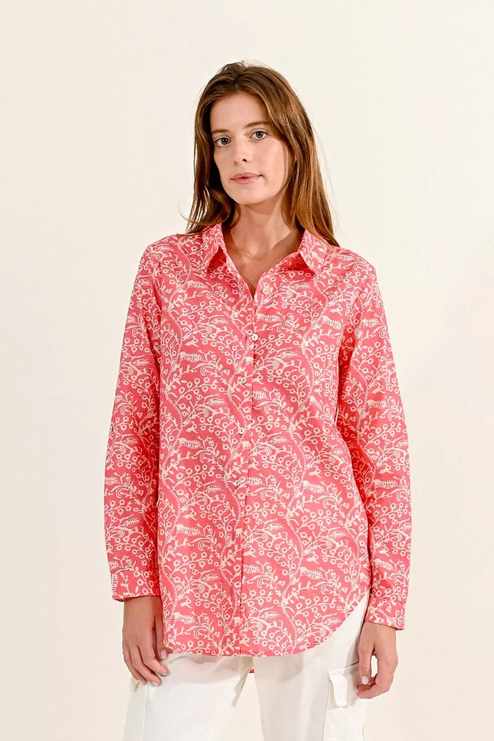 LONG PRINTED SHIRT PINK INDRA