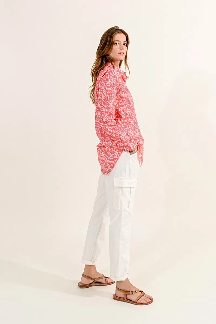 LONG PRINTED SHIRT PINK INDRA