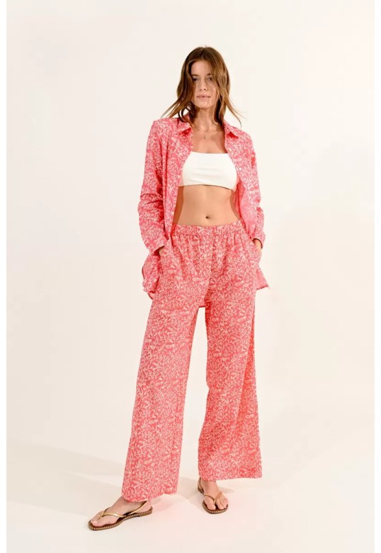 LOOSE PRINTED PANTS PINK INDRA