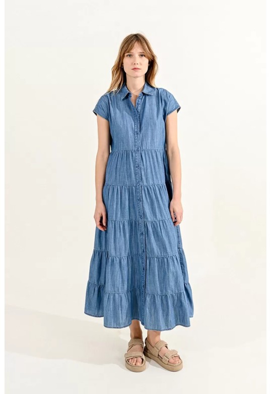 BLUE DENIM SHIRT-DRESS