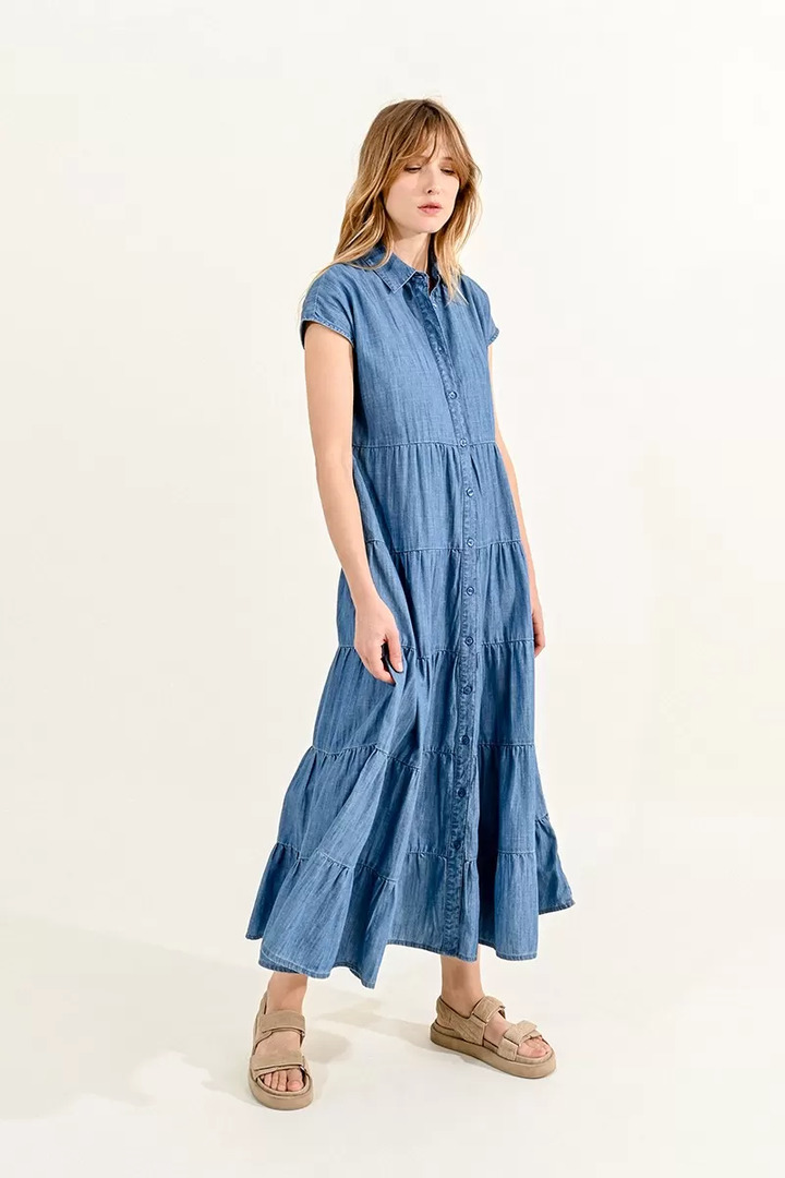 BLUE DENIM SHIRT-DRESS