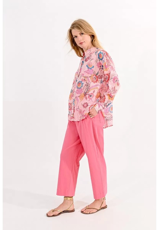 LOOSE-FITTING FLORAL COTTON SHIRT PINK ALBA
