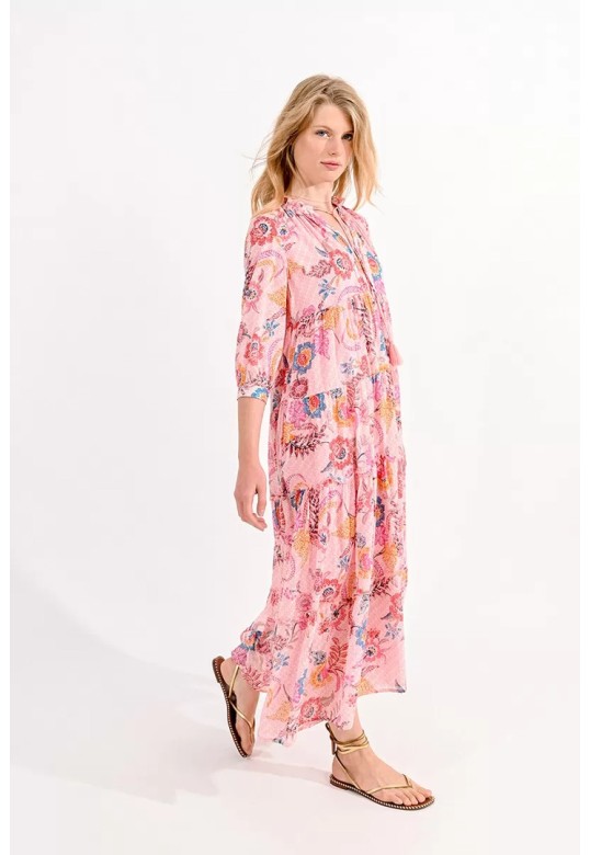 OVERSIZED PRINTED COTTON DRESS PINK ALBA