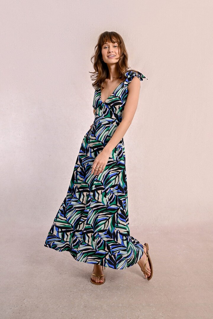 Long, flowing printed dress Black Melissa