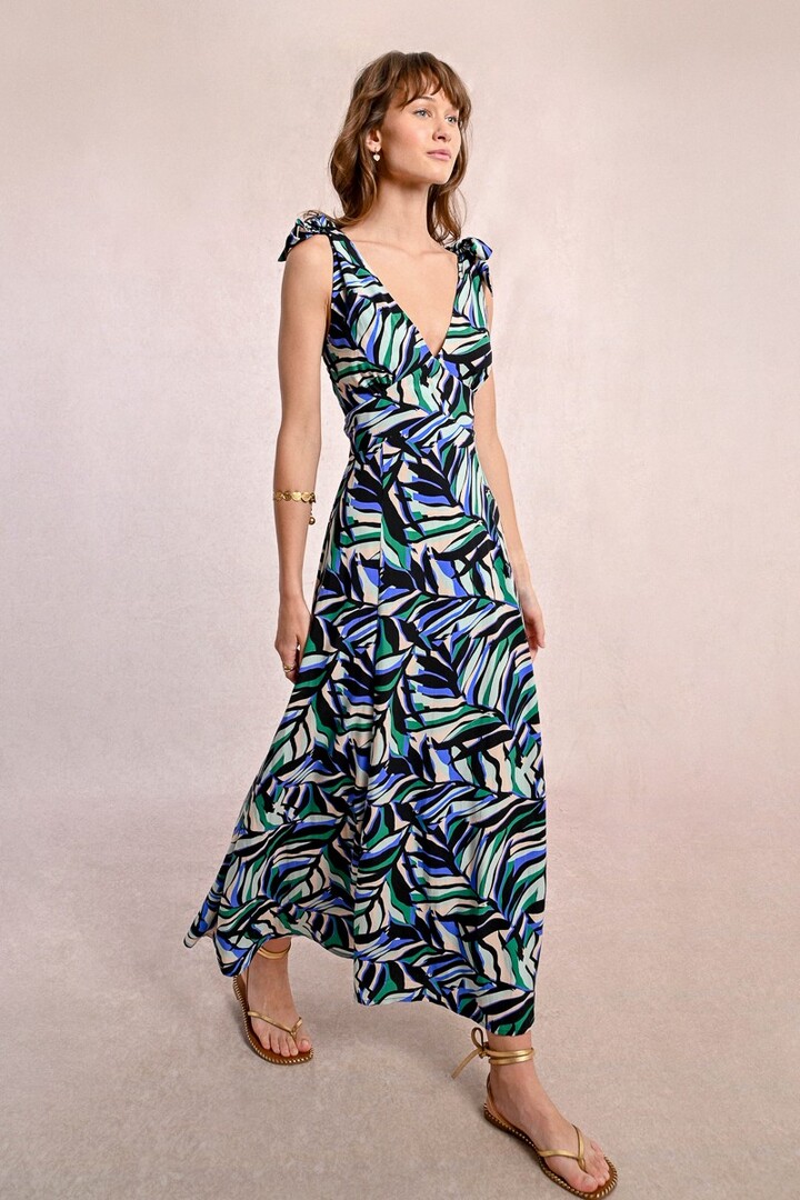 Long, flowing printed dress Black Melissa