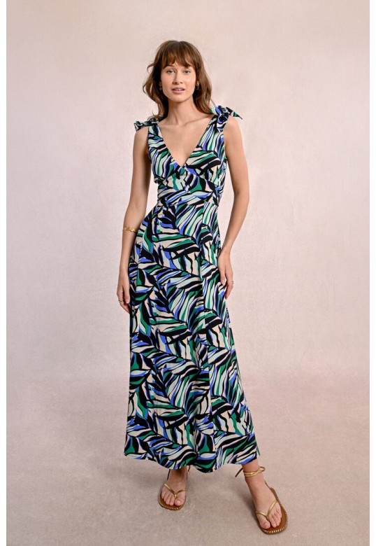 Long, flowing printed dress Black Melissa