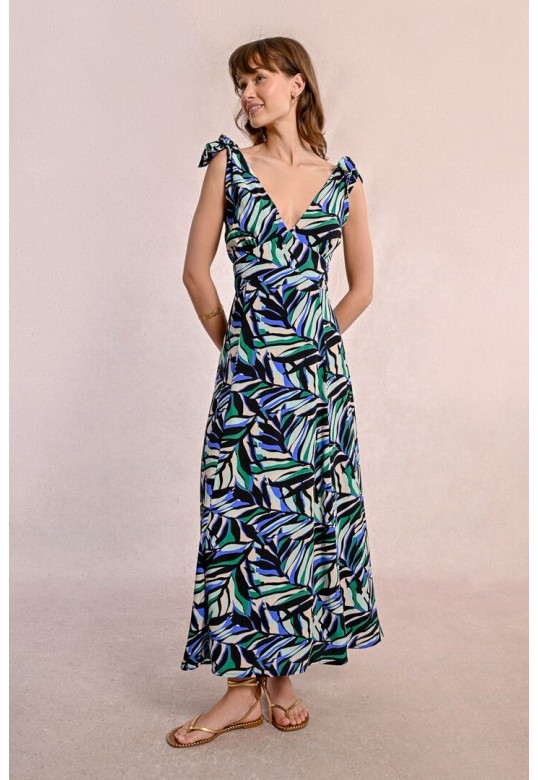 Long, flowing printed dress Black Melissa