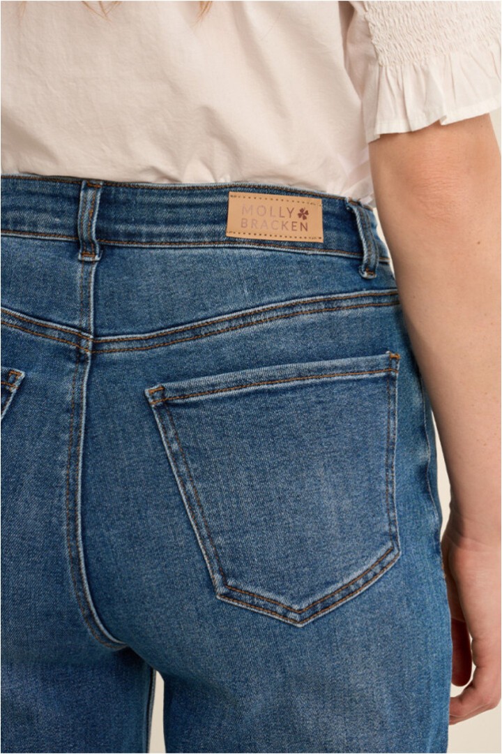 Wide-leg denim, cropped fit Denim Blue