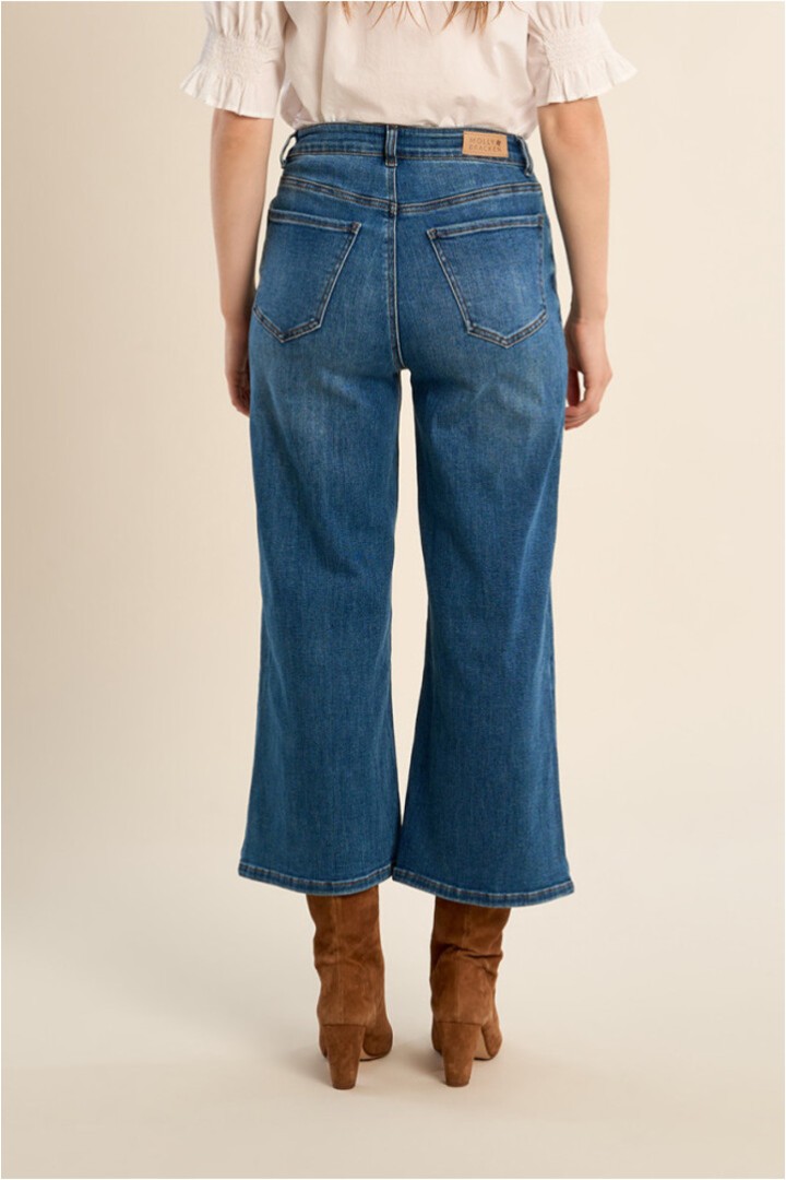 Wide-leg denim, cropped fit Denim Blue