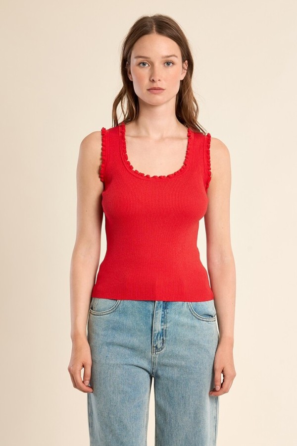 Ribbed tank top Red