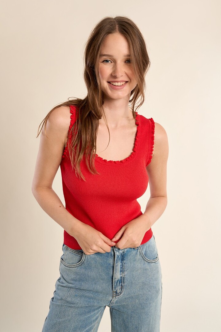 Ribbed tank top Red