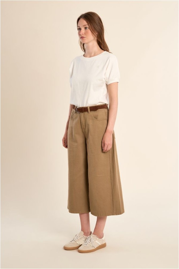 Denim cropped pants, oversized Khaki