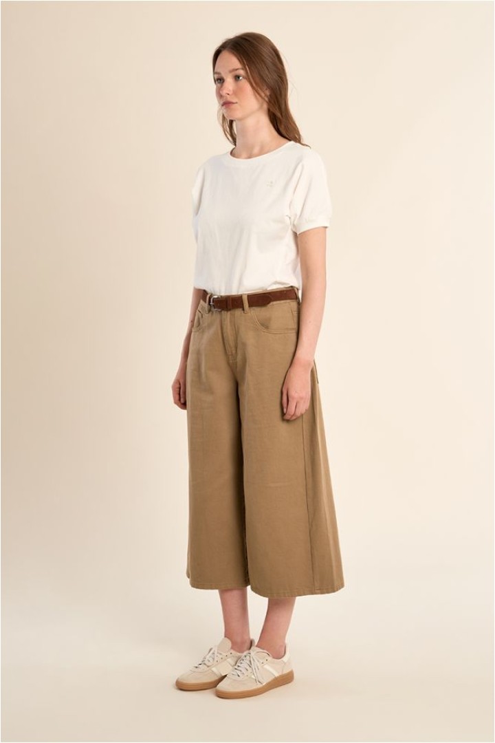 Denim cropped pants, oversized Khaki