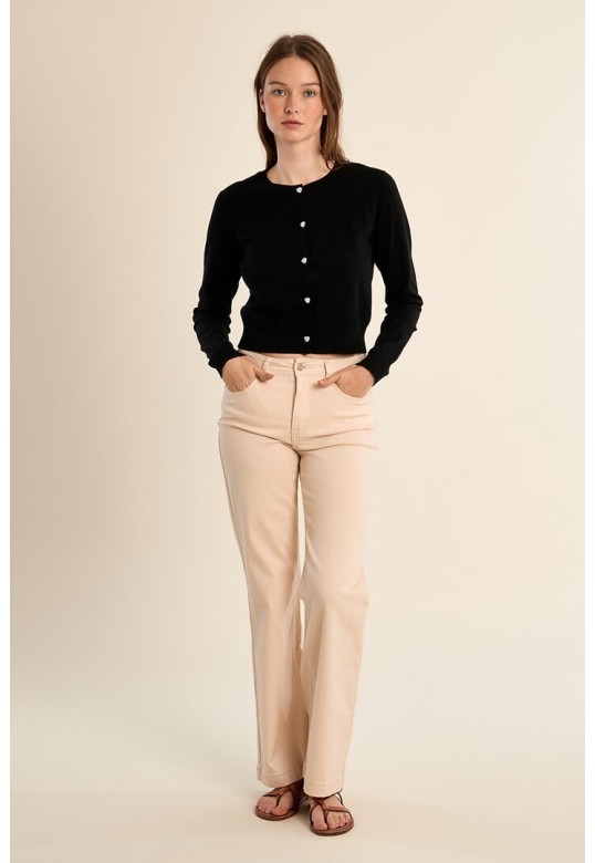 Buttoned cardigan, heart details Black