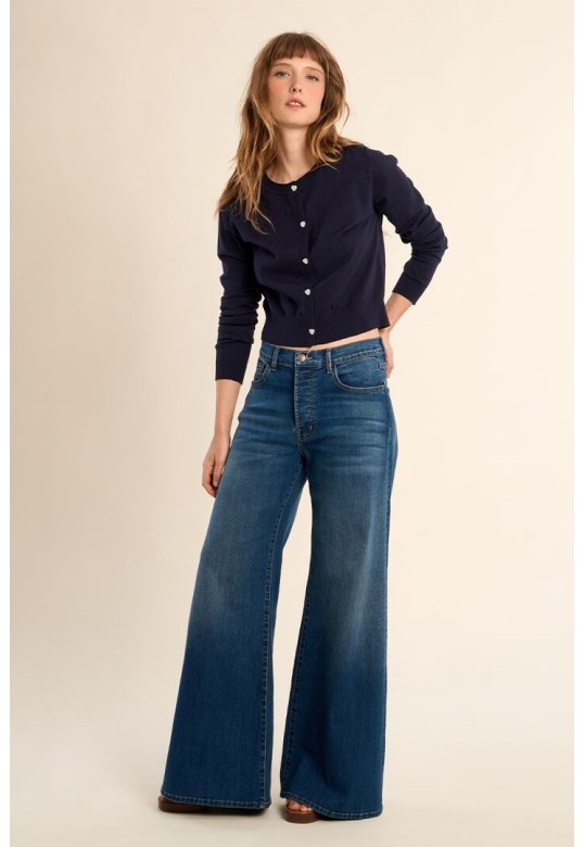 Buttoned cardigan, heart details Navy Blue