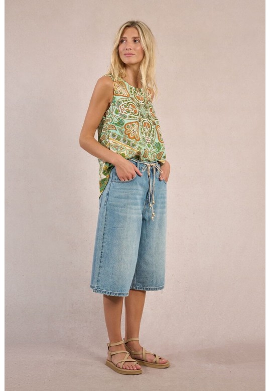 Wide denim Bermuda shorts Light Denim
