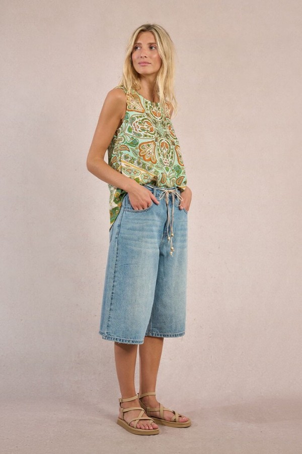 Wide denim Bermuda shorts Light Denim