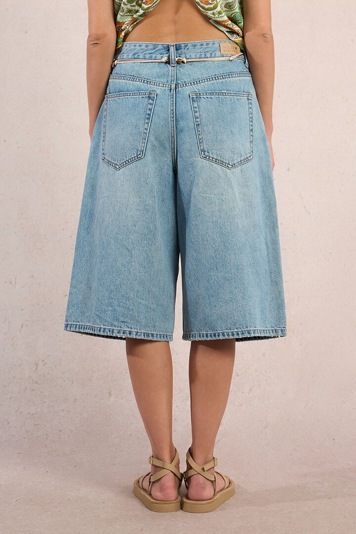 Wide denim Bermuda shorts Light Denim