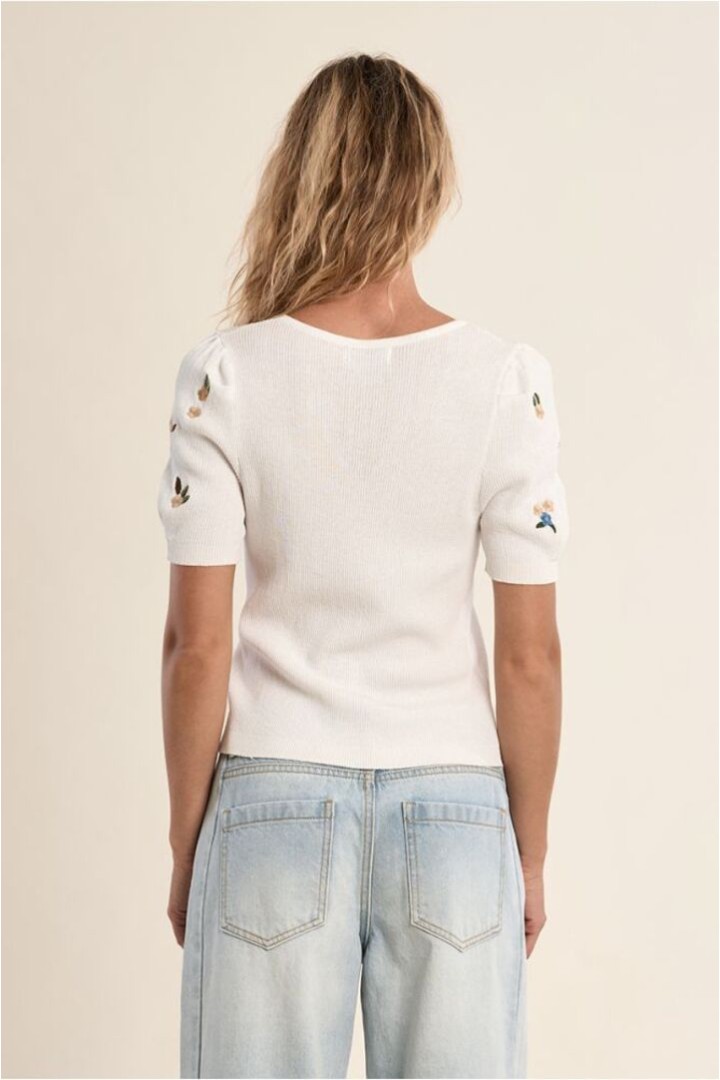 Short-sleeved sweater, balloon Offwhite