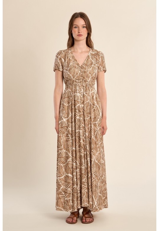 Maxi dress, printed Camel Mathilde