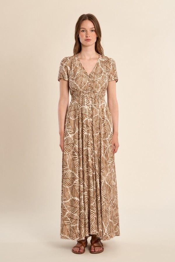 Maxi dress, printed Camel Mathilde