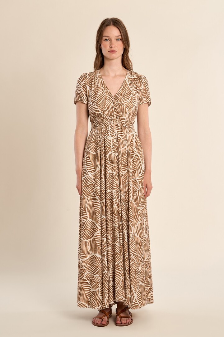 Maxi dress, printed Camel Mathilde