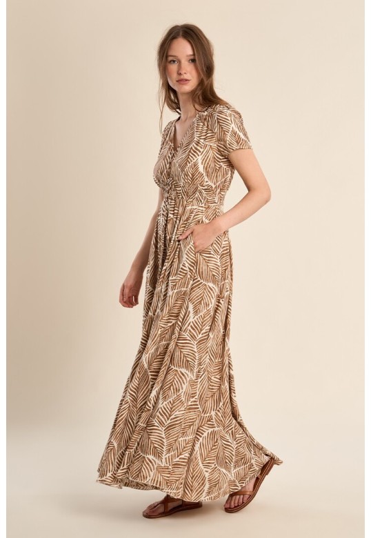 Maxi dress, printed Camel Mathilde
