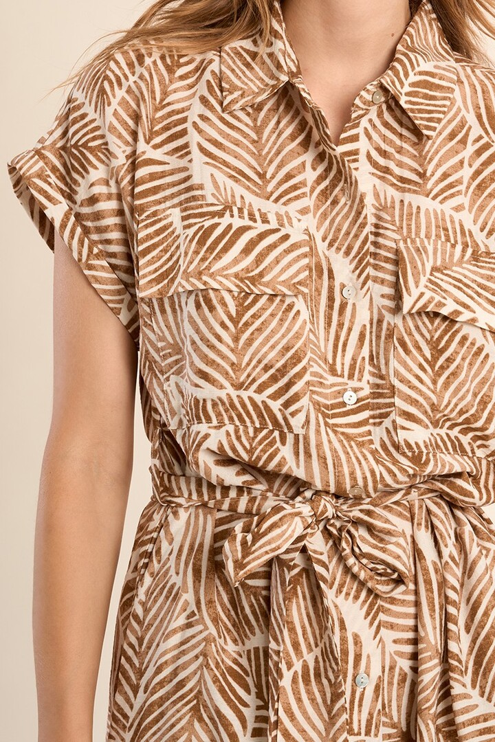 Short shirt dress, printed Camel Mathilde
