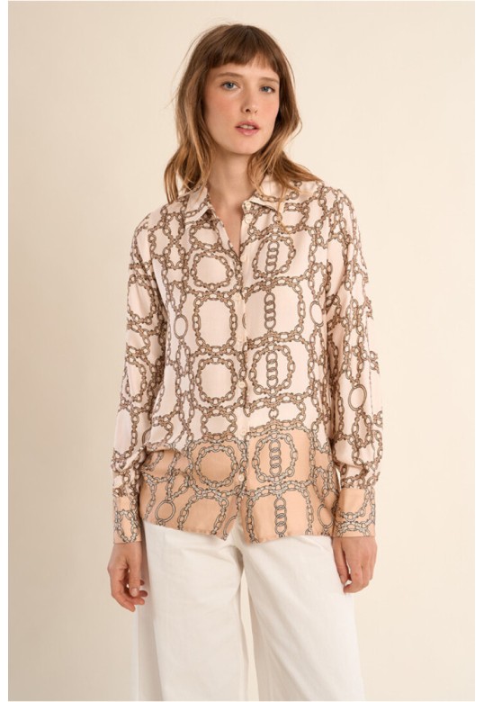 Printed shirt, satin effect Offwhite Diane