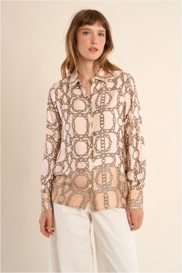Printed shirt, satin effect Offwhite Diane