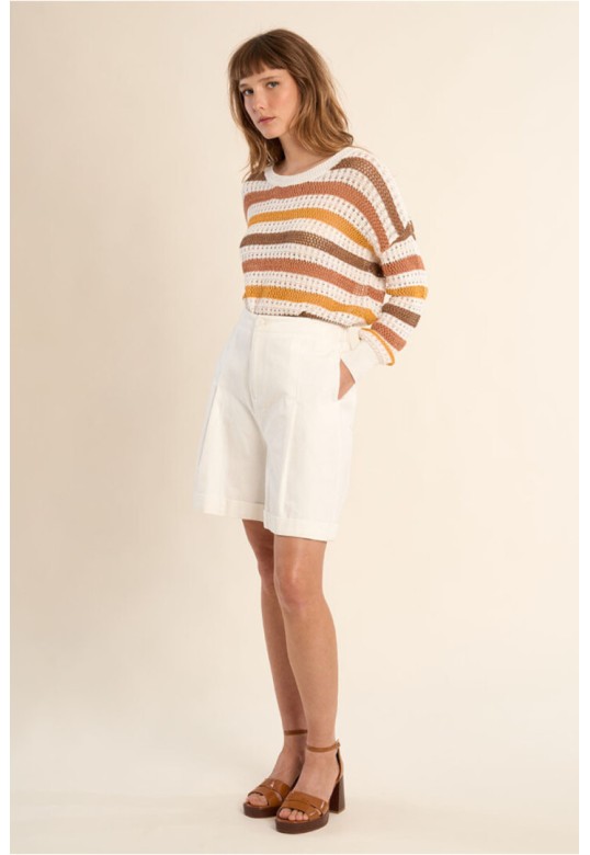 High-waisted shorts, paperbag Offwhite
