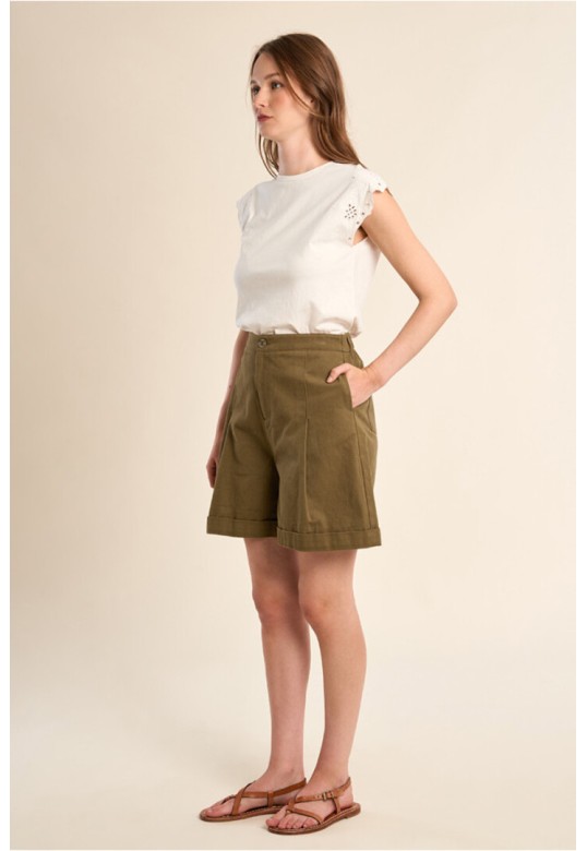 High-waisted shorts, paperbag Khaki