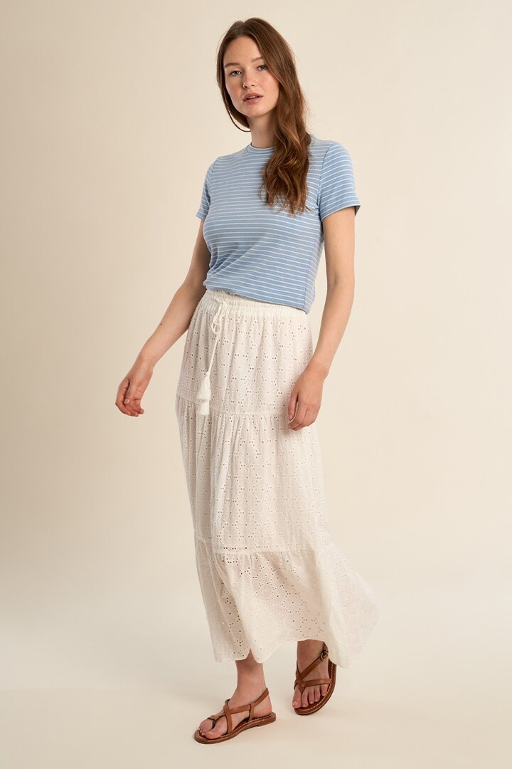Long bohemian skirt, openwork White