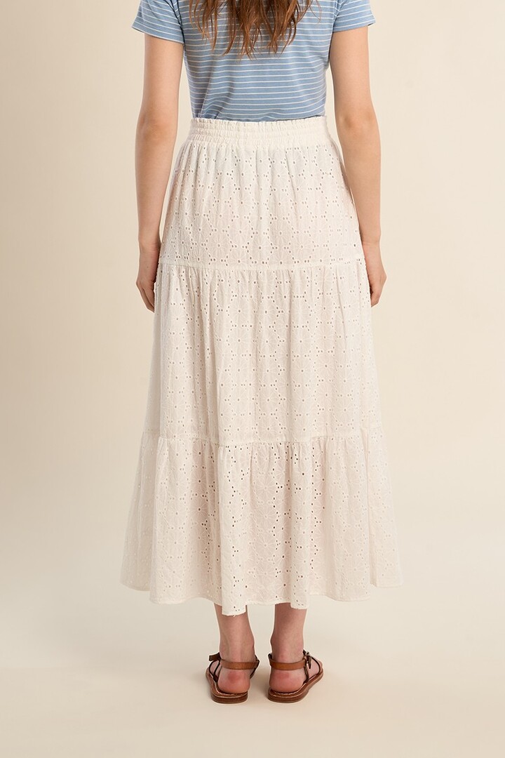 Long bohemian skirt, openwork White