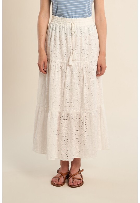Long bohemian skirt, openwork White